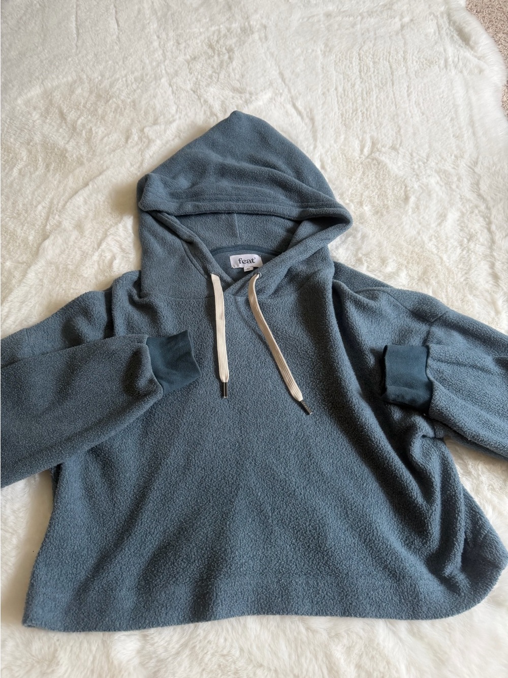 Feat Slate Blue Cropped Hoodie